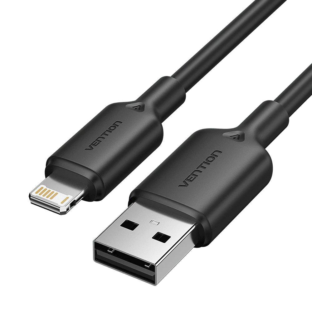 VENTION USB 2.0 A Male to Lightning Male 2.4A Cable 2M Black PVC Type (LAMBH) (VENLAMBH)