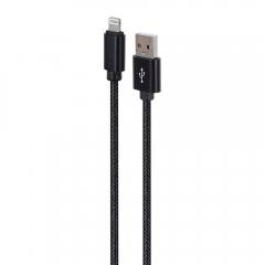 Gembird USB Cable - To 8 Pin Textile Braided Plugs In Metal Sheath 1.8m Black (CCDB-MUSB2B-AMLM-6) (GEMCCDB-MUSB2B-AMLM-6)