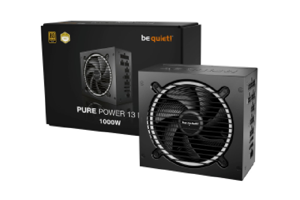 BEQUIET PSU PURE POWER 13M 1000W BP028EU, GOLD CERTIFIED, MODULAR CABLES, EXCEPIONALLY QUIET, 12CM FAN, 10YW.