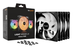 BEQUIET FAN LIGHT WINGS LX 140MM PWM TRIPLE PACK BL127, ARGB, 1200RPM, 56CFM/95M3/H, 22,9dB, Lifespan 60000h, BLACK, 3YW.