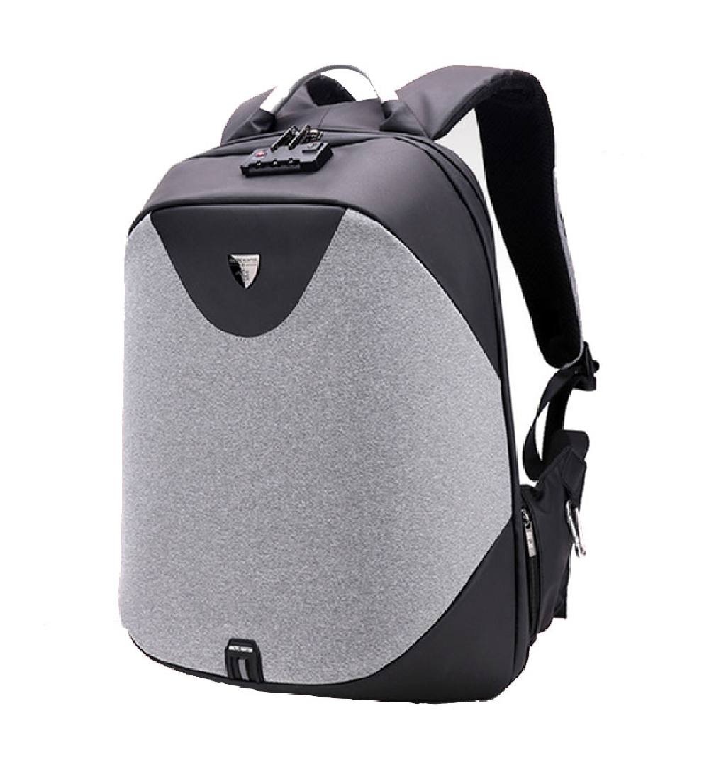 ARCTIC HUNTER τσάντα πλάτης B00208 με θήκη laptop 15.6", λουκέτο TSA, 24L, γκρι