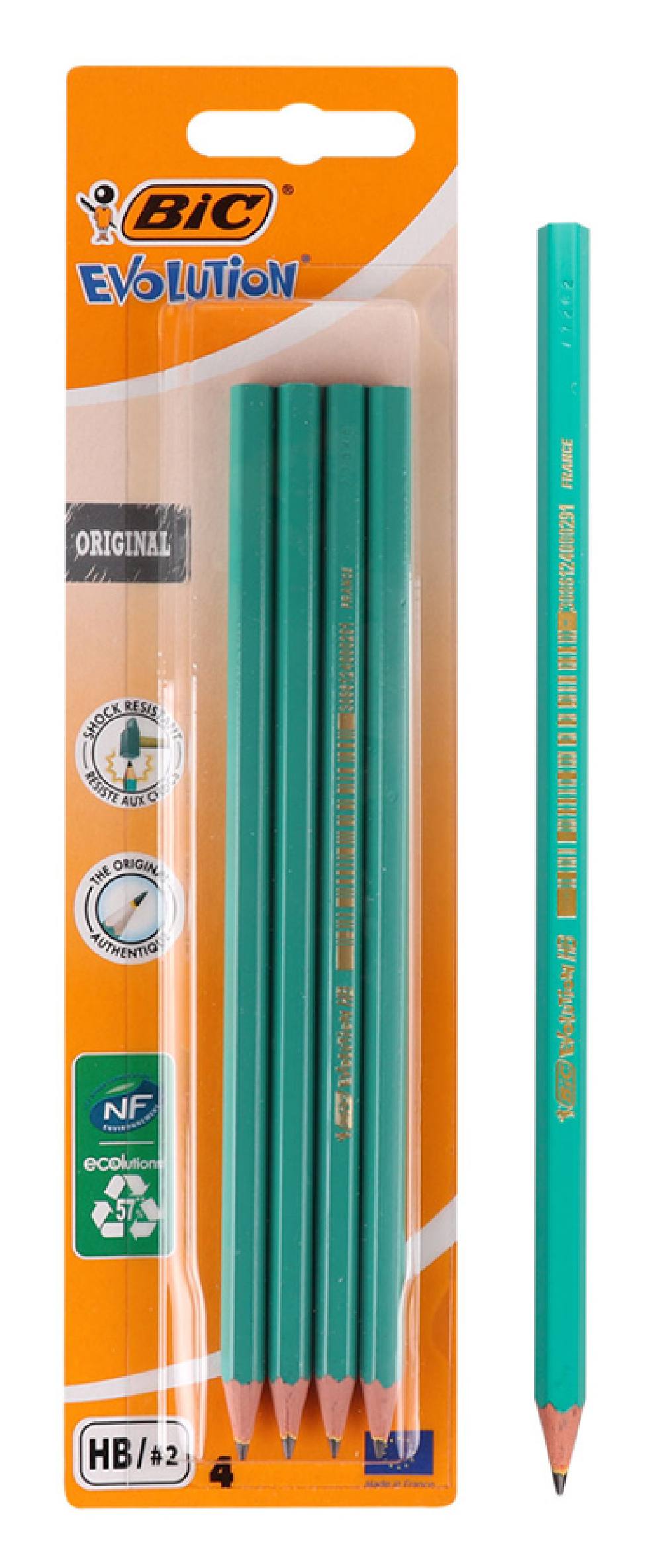 BIC μολύβι γραφίτη 2168902762 Evolution, εξάγωνο, HB, πράσινο, 4τμχ