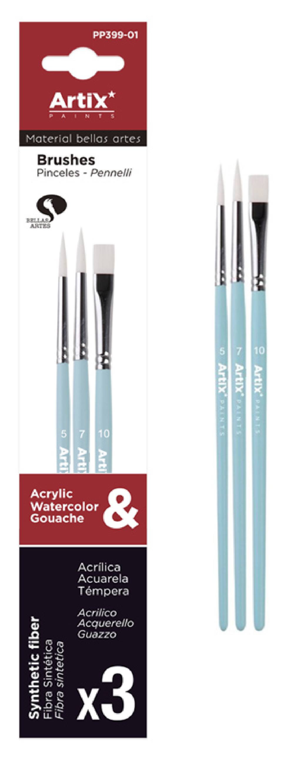 ARTIX PAINTS σετ πινέλων ζωγραφικής PP399-01, μπλε, 3τμχ