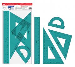 MP σετ χάρακες PA144C, διάφανο πλαστικό, 4τμχ, πράσινο