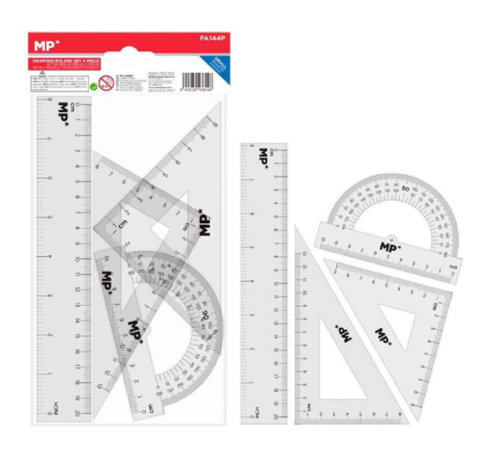 MP σετ χάρακες PA144P, πλαστικό, 4τμχ, διάφανο