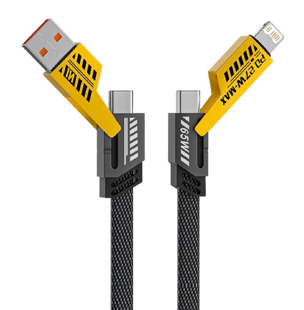 POWERTECH καλώδιο USB-C/USB σε USB-C/Lightning PTR-0164, 65W, 480Mbps, 1m, μαύρο