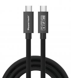 POWERTECH καλώδιο USB-C PTR-0165, USB4, 240W, 40Gbps, 8K/60Hz, 1m, μαύρο