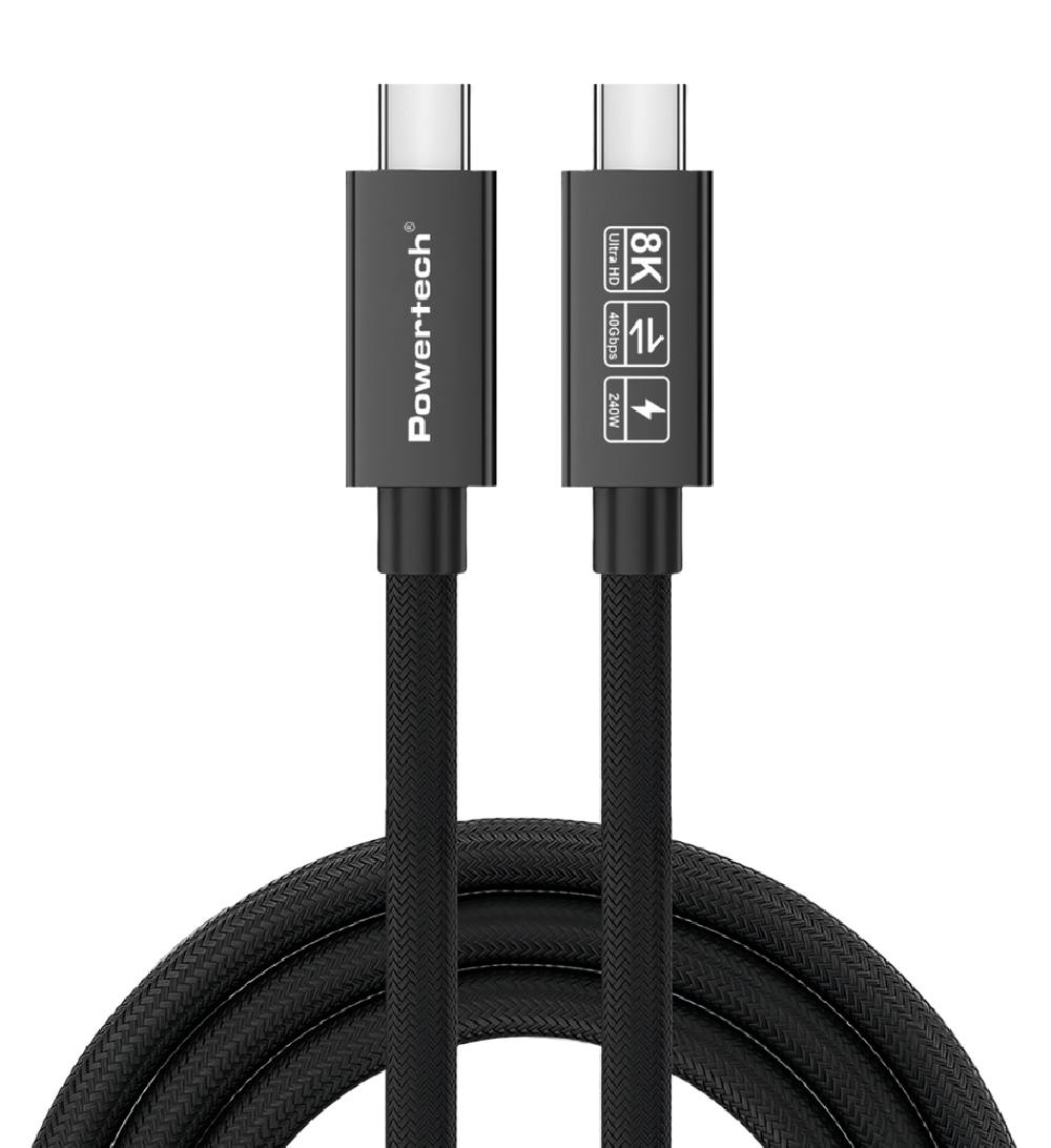 POWERTECH καλώδιο USB-C PTR-0165, USB4, 240W, 40Gbps, 8K/60Hz, 1m, μαύρο