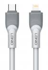 LDNIO καλώδιο Lightning σε USB-C LC602I, 30W PD, 2m, γκρι