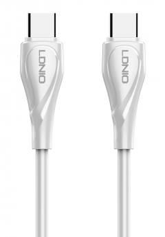 LDNIO καλώδιο USB-C σε USB-C LC611C, 65W PD, 1m, λευκό