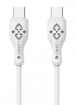 LDNIO καλώδιο USB-C σε USB-C LC812C, 65W PD, 2m, λευκό