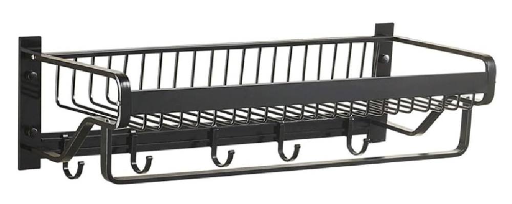 HOME USE κρεμάστρα με ράφι HUH-0164, μεταλλική 57x22x13cm, μαύρη