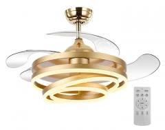 POWERTECH ανεμιστήρας οροφής HLL-0130 με LED φως, 72W, Φ106x50cm, χρυσός