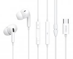 CELEBRAT earphones με μικρόφωνο E300, USB-C σύνδεση, Φ10mm, 1.2m, λευκά