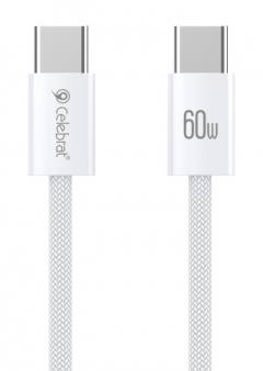 CELEBRAT καλώδιο USB-C U600, 60W, 480Mbps, 1m, λευκό