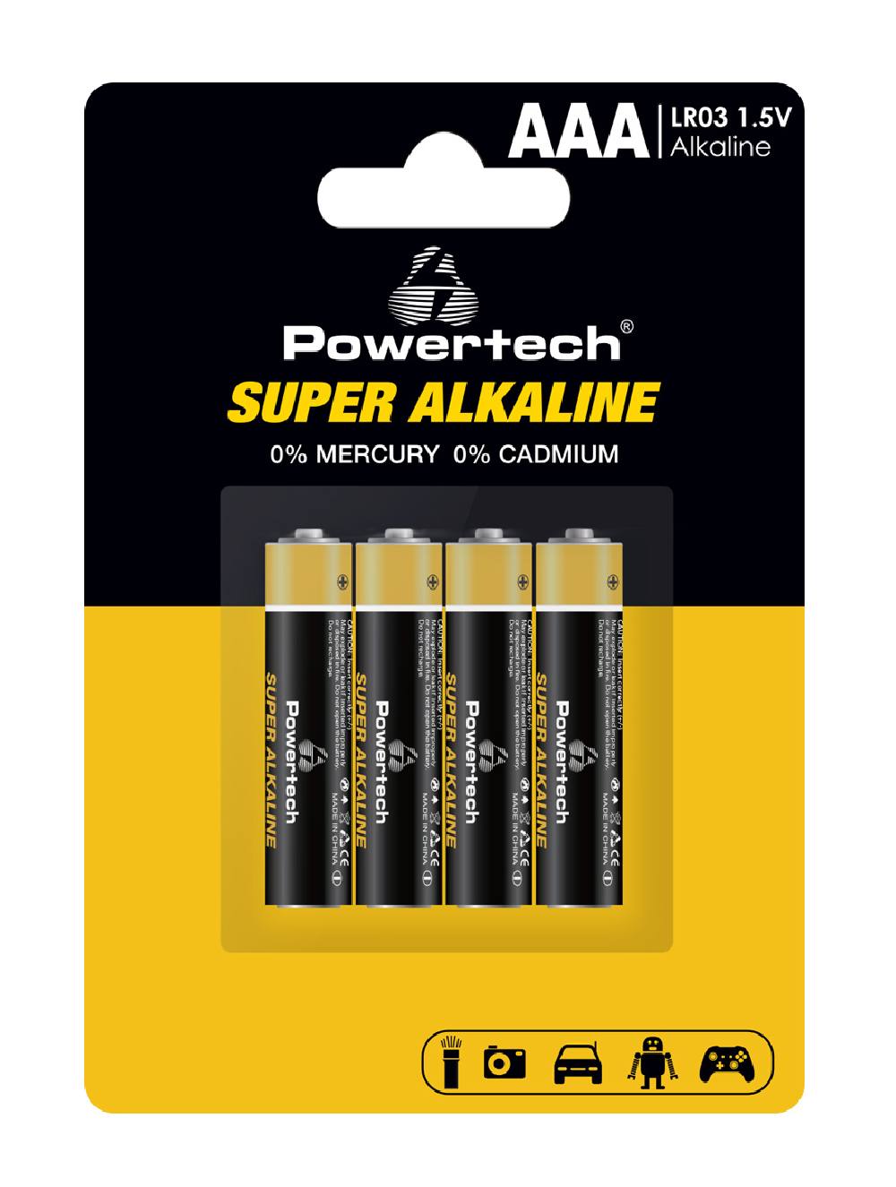 POWERTECH αλκαλικές μπαταρίες Super Alkaline PT-1213, AAA, 1.5V, 4τμχ