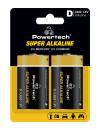 POWERTECH αλκαλικές μπαταρίες Super Alkaline PT-1217, LR20, 1.5V, 2τμχ