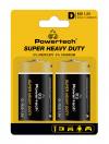 POWERTECH μπαταρίες Zinc Carbon Super Heavy Duty PT-1222, R20 1.5V, 2τμχ