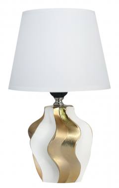 POWERTECH επιτραπέζιο φωτιστικό HLL-0135, E27 κεραμική βάση, λευκό/χρυσό