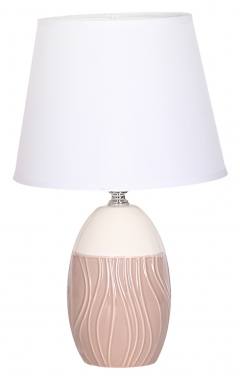 POWERTECH επιτραπέζιο φωτιστικό HLL-0141, E27, κεραμική βάση, καφέ/λευκό