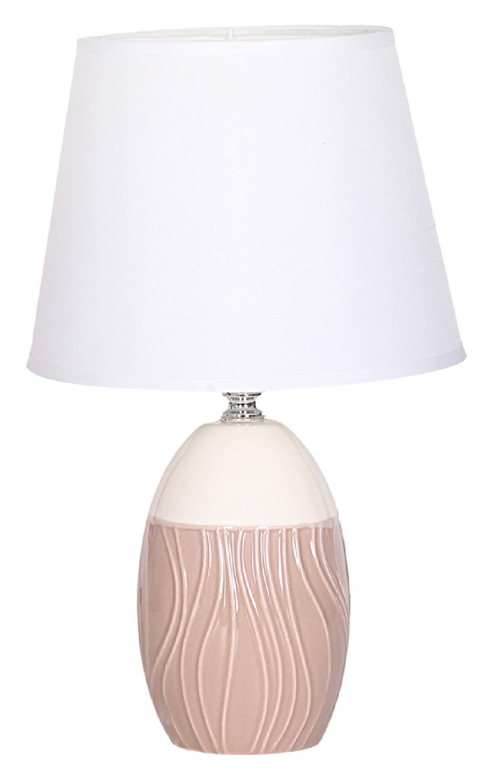 POWERTECH επιτραπέζιο φωτιστικό HLL-0141, E27, κεραμική βάση, καφέ/λευκό