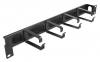 DELOCK cable management 67033, 19"/1U rack, 4x γάντζοι & βούρτσα, μαύρο
