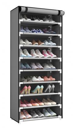 HOME USE υφασμάτινη παπουτσοθήκη HUH-0182 με 9 ράφια, 57x28x160cm, γκρι