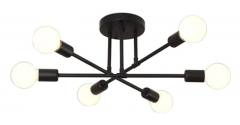 POWERTECH φωτιστικό οροφής HLL-0151, 6x E27, μεταλλικό, μαύρο