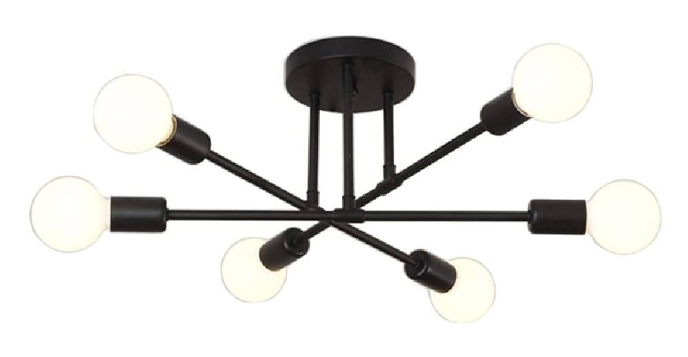 POWERTECH φωτιστικό οροφής HLL-0151, 6x E27, μεταλλικό, μαύρο