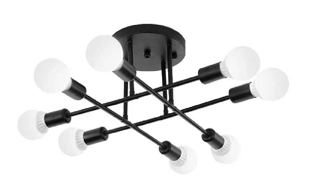 POWERTECH φωτιστικό οροφής HLL-0152, 8x E27, μεταλλικό, μαύρο