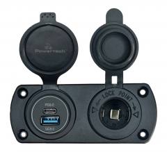 POWERTECH πρίζα 12V για σκάφη & οχήματα PTL-001, USB/USB-C θύρες, IP65