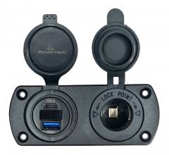 POWERTECH πρίζα 12V για σκάφη & οχήματα PTL-002, USB/USB-C, οθόνη, IP65