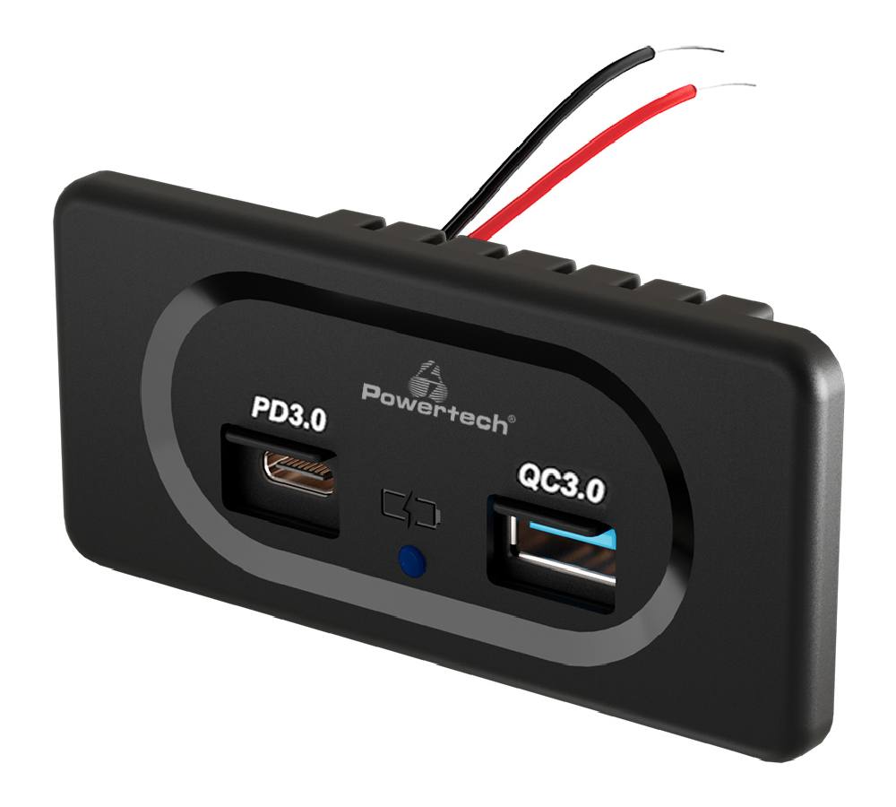 POWERTECH πρίζα USB για σκάφη & οχήματα PTL-008, USB & USB-C, 36W