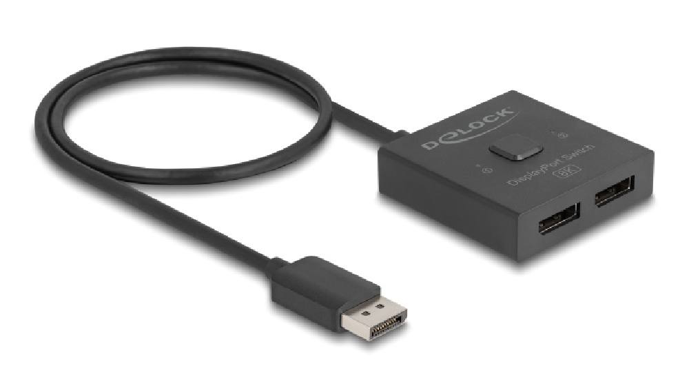 DELOCK DisplayPort switch 18906, 2 σε 1, bidirectional, 8K/30Hz, μαύρο