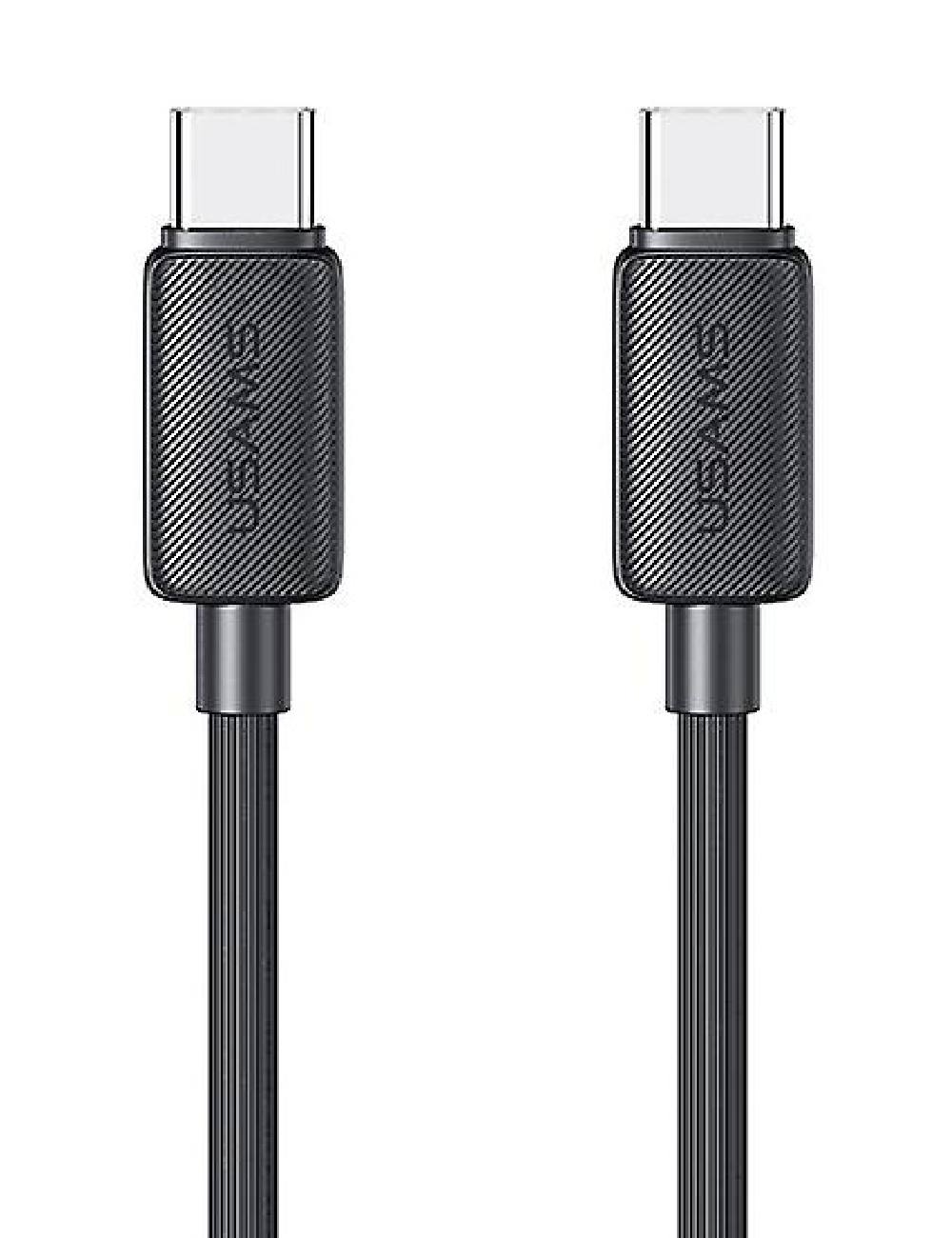USAMS καλώδιο USB-C σε USB-C US-SJ691, 60W, 480Mbps, 1m, μαύρο