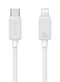 USAMS καλώδιο Lightning σε USB-C US-SJ692, 30W, 480Mbps, 1m, λευκό