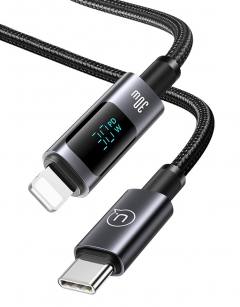 USAMS καλώδιο Lightning σε USB-C US-SJ672, 30W, 480Mbps, 1.2m, μαύρο