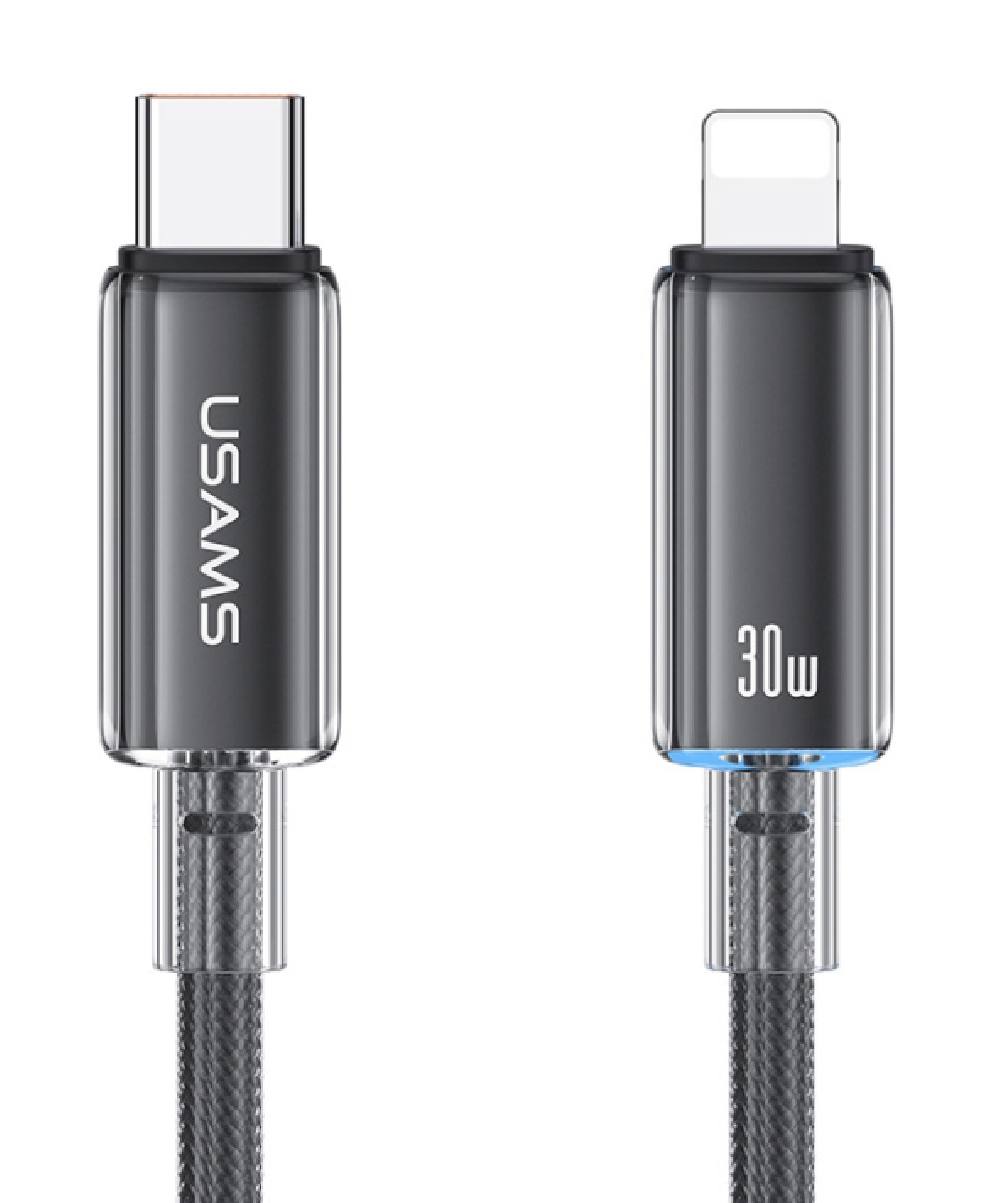 USAMS καλώδιο Lightning σε USB-C US-SJ659, 30W, 480Mbps, 1.2m, μαύρο