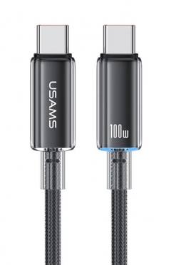 USAMS καλώδιο USB-C σε USB-C US-SJ660, 100W, 480Mbps, 1.2m, μαύρο