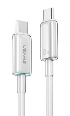 USAMS καλώδιο USB-C σε USB-C US-SJ660, 100W, 480Mbps, 1.2m, λευκό