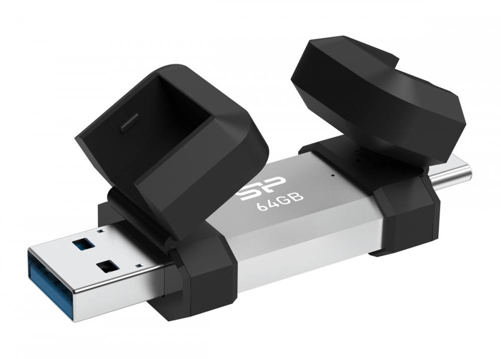 SILICON POWER USB Flash Drive C51, USB/USB-C, 64GB, 120MBps, ασημί