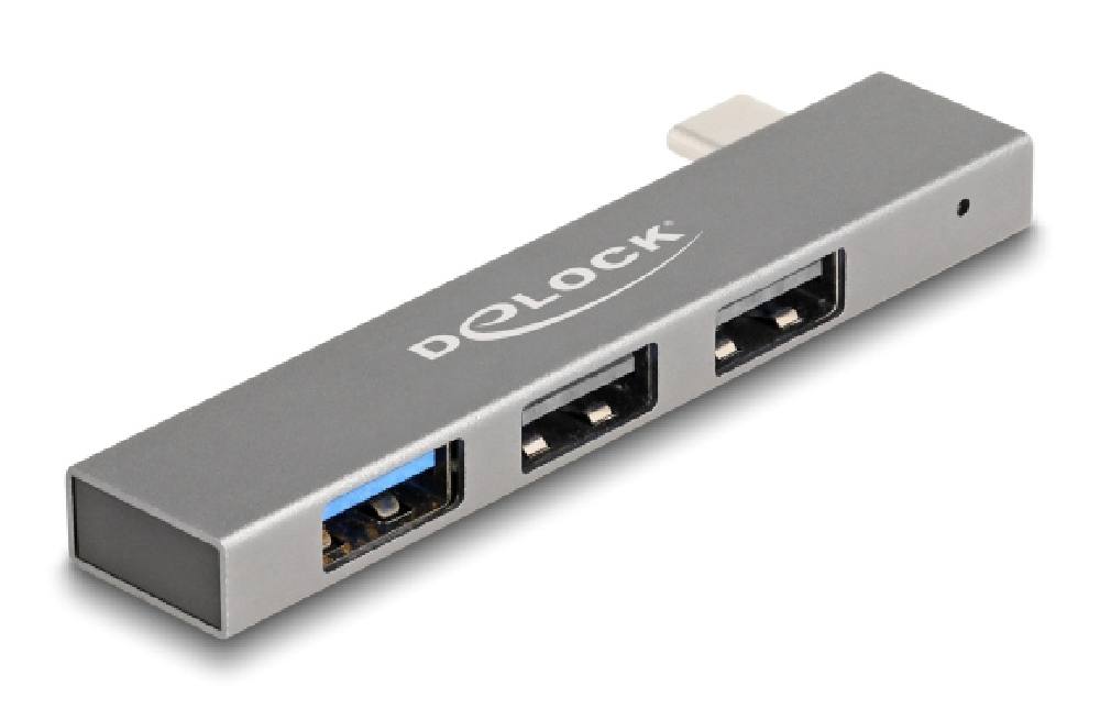 DELOCK USB hub 64274, 3x θυρών, 10Gbps, USB-C σύνδεση, γκρι