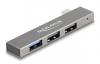 DELOCK USB hub 64274, 3x θυρών, 10Gbps, USB-C σύνδεση, γκρι