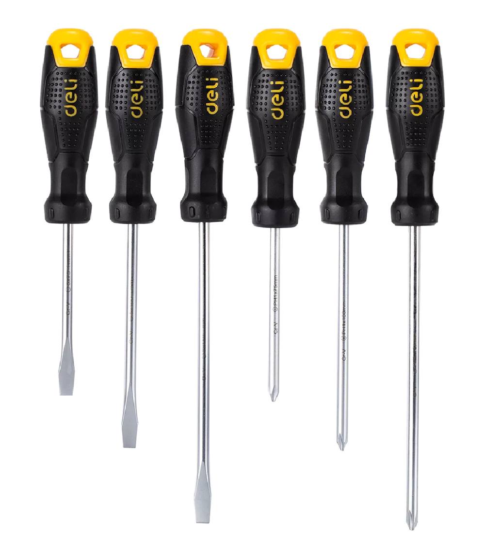 DELI σετ κατσαβίδια DL620006, 3x ίσια & 3x σταυρωτά, μαγνητικά, 6τμχ