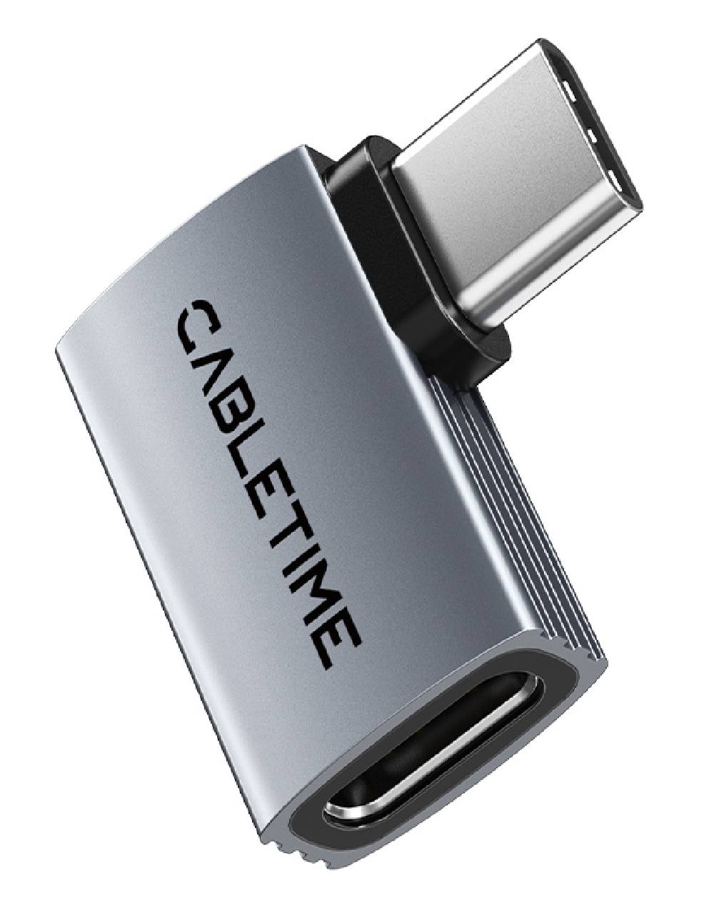 CABLETIME αντάπτορας USB-C CT-OTG41-AG, γωνιακός, USB4, 240W, 40Gbps, 8K, γκρι