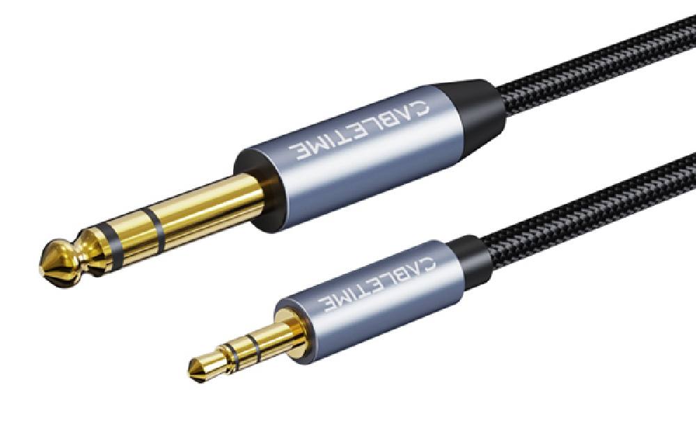 CABLETIME καλώδιο ήχου 3.5mm σε 6.35mm CT-AV321-H11G, 1m, μαύρο