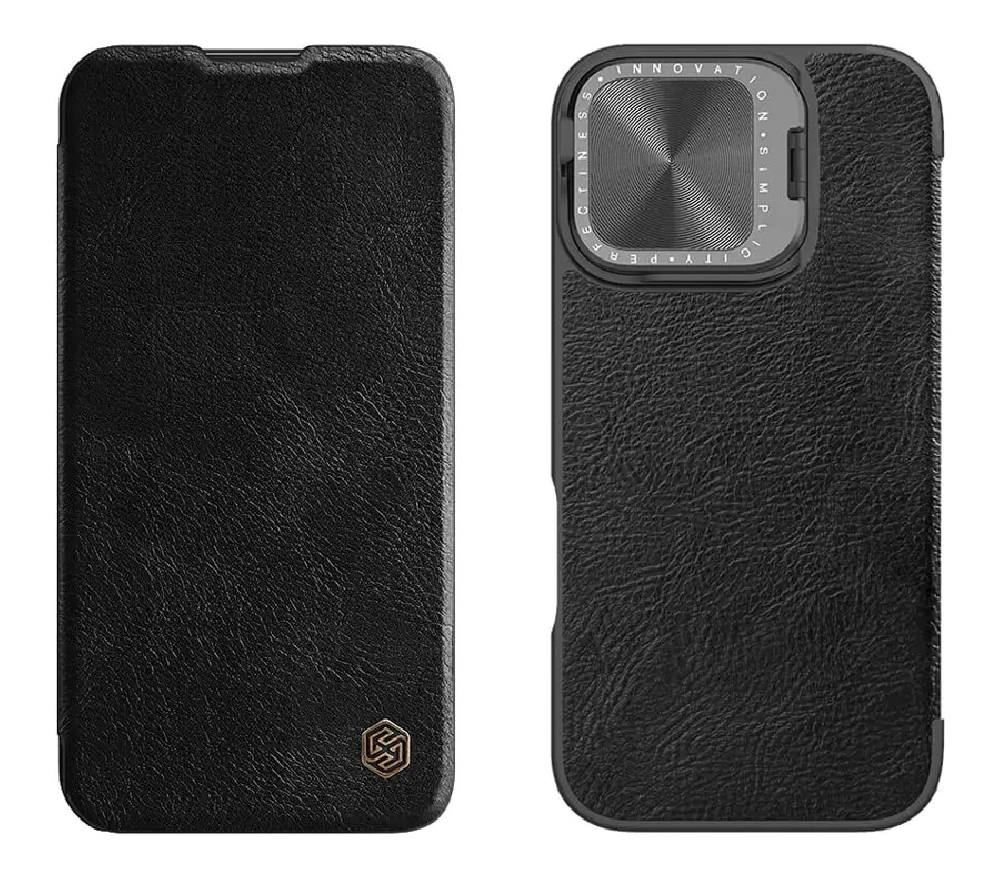 NILLKIN θήκη Qin Prop Leather για iPhone 16 Pro, δερμάτινη, μαύρη