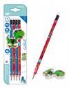 MP σετ ξύλινα μολύβια & γόμα Kid Skate PE356-03, εξάγωνα, HB, 5τμχ