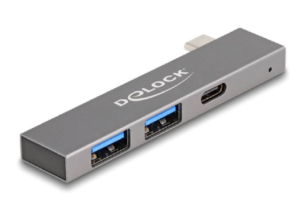 DELOCK USB hub 64275, 3x θυρών, 5Gbps, USB-C σύνδεση, γκρι