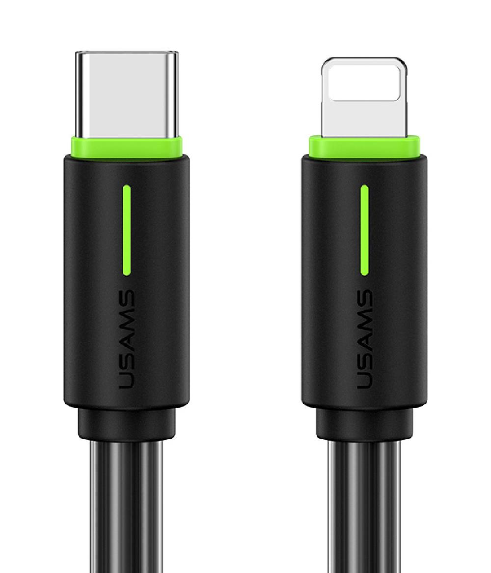 USAMS καλώδιο Lightning σε USB-C US-SJ735, 30W, 480Mbps, 1m, μαύρο